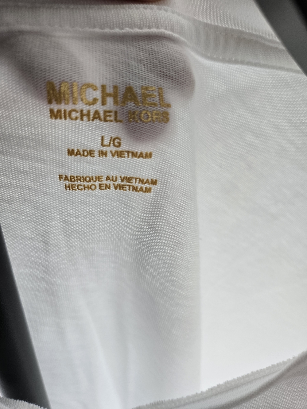MICHAEL Michael Kors Women's White Tee with Gold MK Stud Logo - Picture 3 of 4